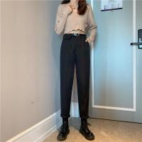 春季小个子西装裤女2021直筒宽松显瘦西裤春夏裤子九分烟管裤春季