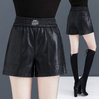 皮短裤女秋冬季2021新款韩版高腰外穿洋气显瘦百搭宽松阔腿pu皮裤