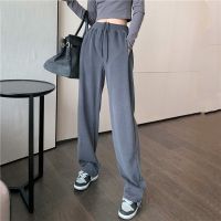 裤子女春秋新款百塔潮宽松显瘦高腰束脚运动裤休闲直筒长裤