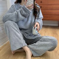 仙女暖暖裤套装女2021秋冬季加绒加厚居家法兰珊瑚绒外穿休闲睡衣
