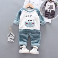 儿童法兰绒睡衣冬季小孩宝宝加绒套装男童女童珊瑚绒长袖家居服潮