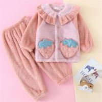 女童睡衣秋冬款法兰绒睡衣儿童宝宝女童珊瑚绒春秋家居服套装