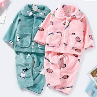 秋冬儿童法兰绒保暖睡衣小孩子加厚珊瑚绒家居服男童女童宝宝套装