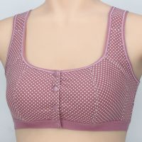 中老年人妈妈女中年无钢圈前扣棉文胸大码胸罩全棉内衣背心式薄