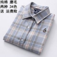 棉磨毛格子衬衫女衣长袖小熊春秋学生维尼英伦韩版宽松休闲百搭