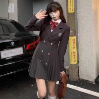 画解wahjuis 新款百褶短裙韩剧里的校花女主 西装连衣裙