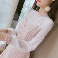 秋冬新款2021韩版修身复古气质甜美小个子打底百搭连衣裙女