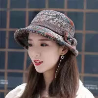 中老年人帽子女秋冬季妈妈毛呢礼帽加厚奶奶布盆帽春秋休闲渔夫帽