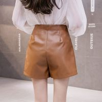 女士皮短裤秋冬新款高腰大码宽松阔腿靴裤外穿学生百搭显瘦a字裤