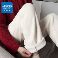 真维斯雪尼尔阔腿裤女秋冬季加绒加厚高腰直筒垂感条绒灯芯绒裤子