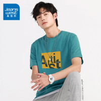 真维斯(JEANSWEST)短袖T恤男2022夏季 新疆长绒棉潮牌印花半袖体恤宽松透气休闲上衣