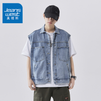 真维斯男士牛仔背心马甲男春夏新品简约纯棉韩版潮男无袖外套衣服