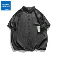 真维斯旗下JSW冰丝短袖衬衫男大码宽松凉感衬衣夏季痞帅高街外套