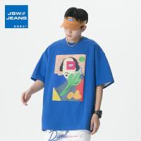 真维斯旗下JSW潮牌纯棉印花短袖T恤男士夏季男装上衣宽松潮流体恤