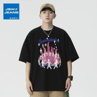 真维斯旗下JSW潮流宽松美式印花短袖T恤男夏季男装休闲帅气体恤男