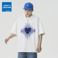 真维斯旗下JSW短袖T恤男圆领纯棉潮流宽松情侣体恤夏季男士打底衫