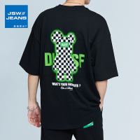 真维斯旗下JSW夏季短袖t恤男潮牌ins潮流宽松百搭超火小熊上衣男