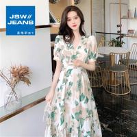 真维斯旗下JSW2022夏新款赫本风长裙仙气森系甜美碎花连衣裙子女