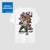 真维斯旗下JSW夏季新款短袖T恤男潮流休闲宽松圆领纯棉白t男打底