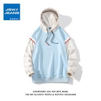 真维斯旗下JSW港风ins潮流卫衣男连帽秋款情侣上衣假两件撞色外套