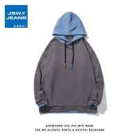 真维斯旗下JSW假两件连帽卫衣男港风潮牌ins男装春秋季套头上衣服