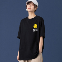 的派 DIPAI 微笑印花纯棉短袖宽松上衣 潮流款