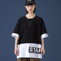 的派 DIPAI 字母印花纯棉短袖宽松上衣 潮流款