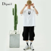 的派 DIPAI圆领T恤男夏宽松个性印花潮流活力花猫