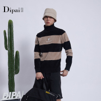 的派 DIPAI高领针织衫男士秋季2022新款潮牌秋款条纹上衣