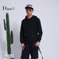 的派 DIPAI男针织秋冬黑个性潮流帅气带帽系带款