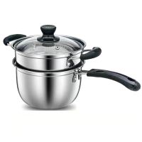 不锈钢奶锅加厚锅底燃气灶电磁炉通用蒸煮通用婴儿辅食热奶家用锅