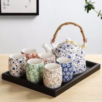家用办公复古日式陶瓷茶具水具小套装耐高温带过滤泡茶提梁壶水杯