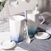 水墨风几何马克杯陶瓷中国风杯子简约创意对杯喝水男女带盖勺礼盒