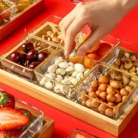 四方小碗水果碗玻璃甜品碗家用干果小碟子客厅坚果碗分格盘子