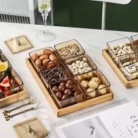 点心分隔拼盘玻璃水果盘现代客厅小吃盘子家用创意零食糖果干果盘