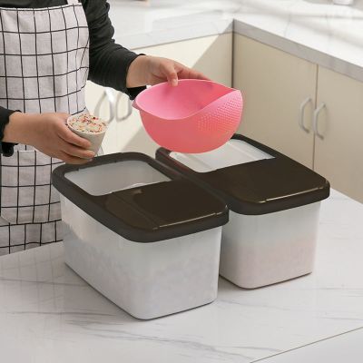 推盖米桶10公斤家用米箱20斤装厨房装米桶防虫长方形面粉桶带盖