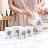 五件套精美简约家用陶瓷水具套装办公实用水杯套装大容量水壶茶壶