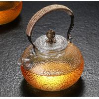 家用铜把提梁壶玻璃煮茶壶电陶炉烧水壶锤纹煮茶器日式铜把壶