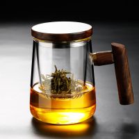 玻璃泡茶杯带盖过滤水杯男女日式花茶道杯加厚大容量茶水分离杯子
