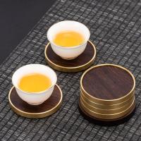 黑檀铜实木茶杯垫茶杯托茶道配件功夫杯垫防烫隔热垫子