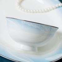 餐具碗碟套装家用吃饭碗面碗汤盘欧式骨瓷组合微波炉适用
