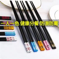 合金筷子家用1人1色5-10双耐高温不发霉防滑套装酒店餐具快子