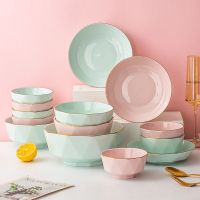 北欧金边轻奢餐具碗盘碗碟套装家用陶瓷碗碟碗筷现代组合