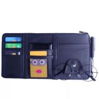 汽车车载遮阳板眼镜夹车内票据卡包证件收纳袋多功能创意可爱通用 [纯色]黑拉链遮阳板