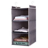 衣柜悬挂式布艺收纳挂袋收纳袋悬挂式衣物多层收纳盒宿舍收纳神器 A麻灰色 窄版--两层