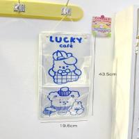 ins简约卡通小熊壁挂袋墙上收纳袋学生宿舍神器收纳筐书本收纳篮 白色 送粘钩1个