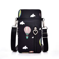 2021新款手机包韩版斜挎包女式手机袋手臂零钱包竖款牛津布小包包 黑色-小号