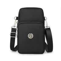 小包包女2021新款手机袋子通用7寸7.5寸手机包帆布挂脖斜挎手机套 黑色