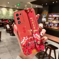 oppok9s手机壳k9x硅胶中国风腕带K9全包女款k9 pro防摔高颜值软壳 [山茶红-平安喜乐]单壳 oppo[K9