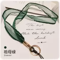 手机挂绳挂脖女款丝带不勒脖绳子可拆卸长吊绳宽女生创意个性通用 祖母绿